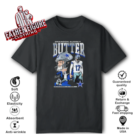 Brandon Aubrey 17 Kicker Butter Dallas Cowboys T Shirt
