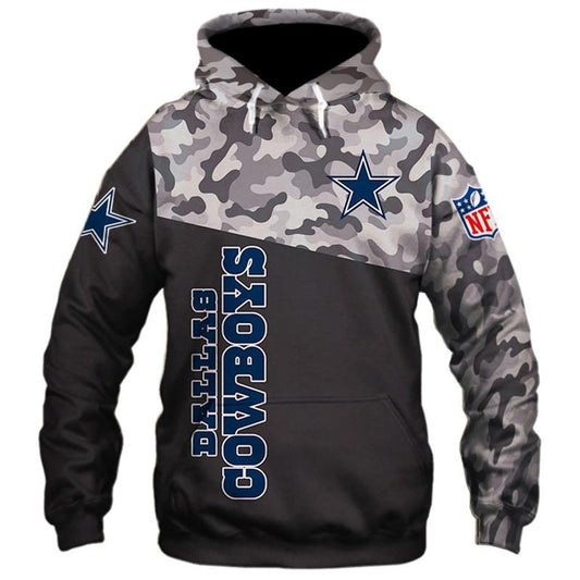 3D Nfl Printed Dallas Cowboys Military Hoodies Sweatshirt Long Sleeve