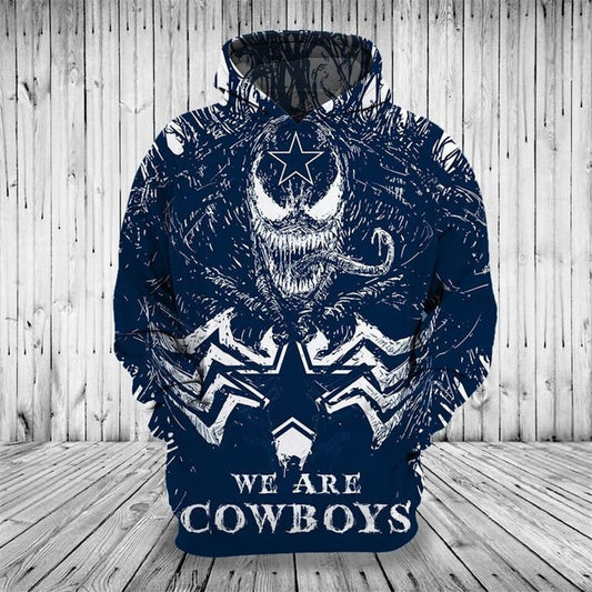 3D Nfl Printed Dallas Cowboys Pullover Hoodie Venom Hoodies