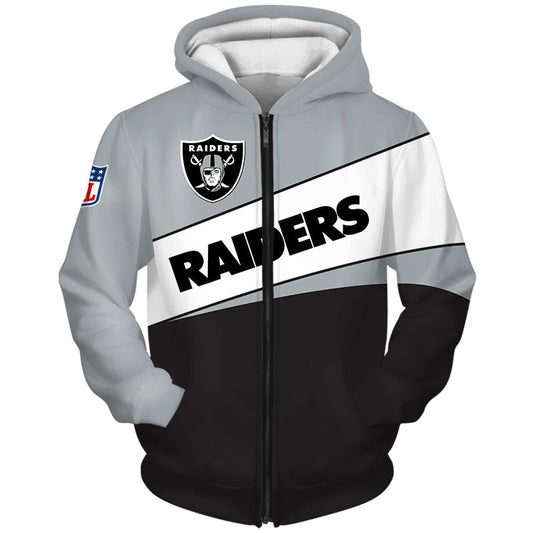 3D Nfl Printed Las Vegas Raiders Zip Up Hoodies Highway Raiders