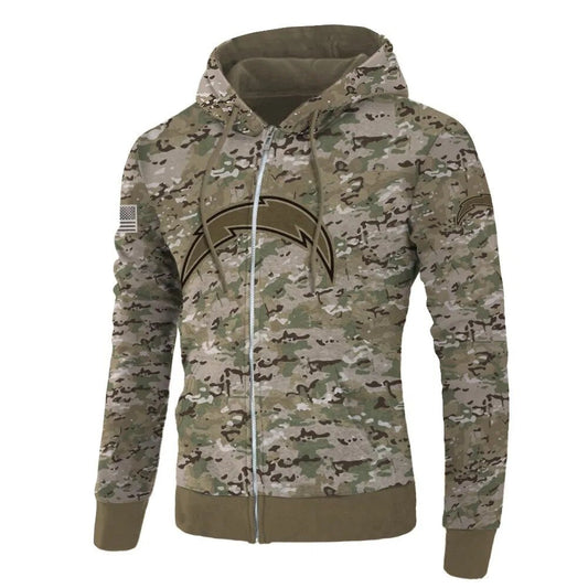 3D Nfl Printed Los Angeles Chargers Hoodie Camo Printed Pullover Zip Up Hoodies