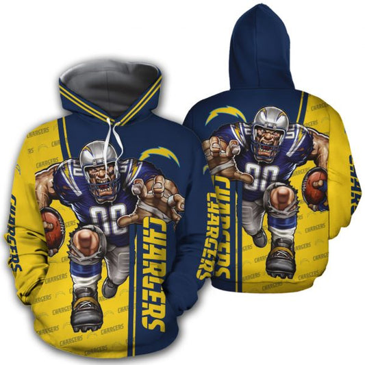 3D Nfl Printed Los Angeles Chargers Hoodies Mens Mascot Ultra Cool