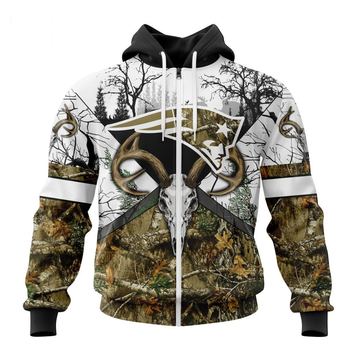 3D Nfl Printed Realtree Camo New England Patriots Hoodie Custom Name Amp Number
