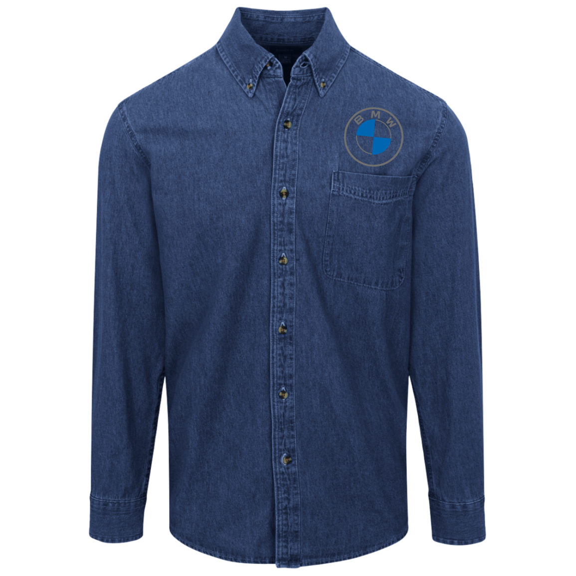 Bmw Logo Button Denim Shirt For Men And Women