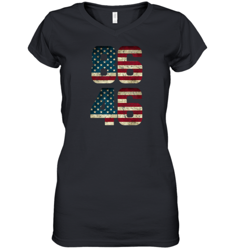 8646 American Flag Anti Joe Biden Women039S V Neck T Shirt