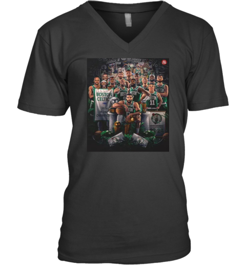 2024 Boston Celtics Team Championship V Neck T Shirt